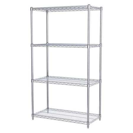 AKRO-MILS Wire Shelving Unit, 18"D x 36"W x 63"H, 4 Shelves, Chrome, Width: 36" AWS631836SU