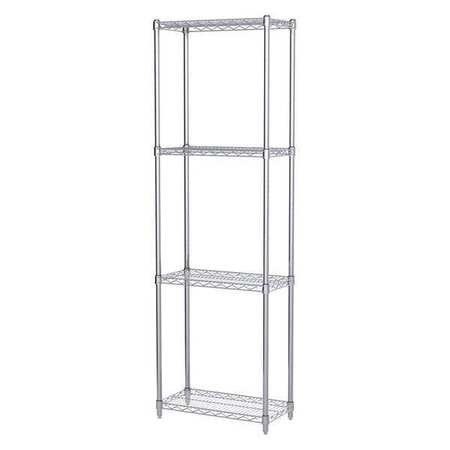 AKRO-MILS Wire Shelving Unit, 12"D x 24"W x 74"H, 4 Shelves, Chrome AWS741224SU