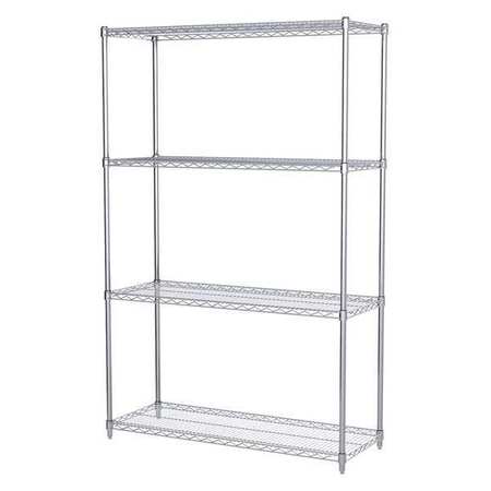 AKRO-MILS Wire Shelving Unit, 18"D x 48"W x 74"H, 4 Shelves, Chrome, Shelf Capacity: 800 lb. AWS741848SU