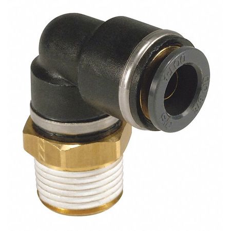 SMC DOT Fitting, Male Elbow, 1/4", 3/8" NPT KV2L07-36S