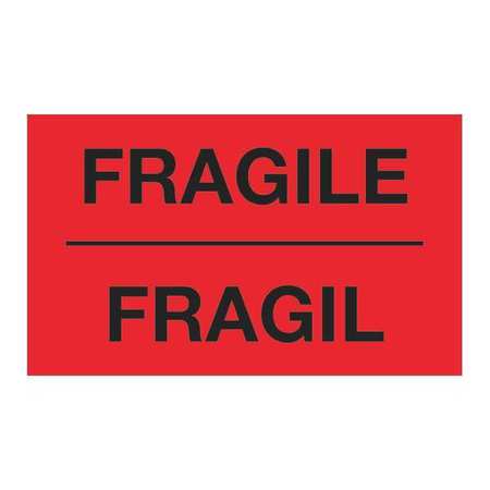 TAPE LOGIC Tape Logic® Bilingual Labels, "Fragil", 3" x 5", Fluorescent Red, 500/Roll DL1091