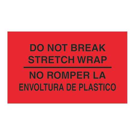 TAPE LOGIC Tape Logic® Bilingual Labels, "No Romper La Envoltura De Plastico", 3" x 5", Fluorescent Red, 500/Roll DL3031