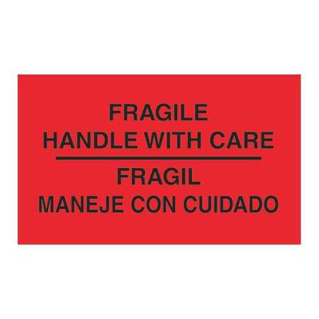 TAPE LOGIC Tape Logic® Bilingual Labels, "Fragil - Maneje Con Cuidado", 3" x 5", Fluorescent Red, 500/Roll DL3011