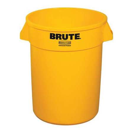 RUBBERMAID COMMERCIAL 32 gal. Plastic Brute Container, 32 gal., Yellow RUB332CY