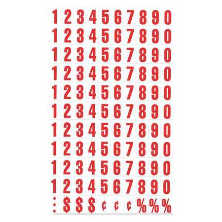 MAGNA VISUAL Numbers, Red/White, 110, 3/4" x 1/2" PFN-23