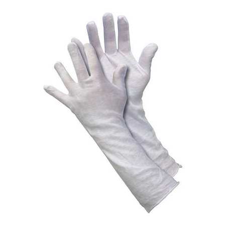 PARTNERS BRAND Cotton Inspection Ext. Cuff Gloves, 2.5 oz., Large, White, 12 Pairs/Case GLV1050L