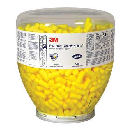 3M E-A-R E-A-Rsoft™ Yellow Neons™ Earplugs Refill, Neon Yellow, 500/Case OCS1140