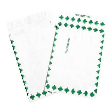TYVEK Tyvek® Expandable Envelopes, 12" x 16" x 2", First Class, White/Green, 100/Case TYE12162FC