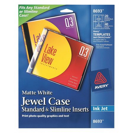 Avery Dennison Cd/Dvd Inkjet Labels, White, PK20 8693