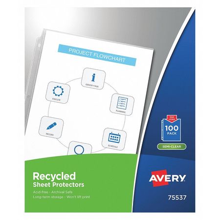 AVERY DENNISON Clear, Sheet Protector, PK100 75537