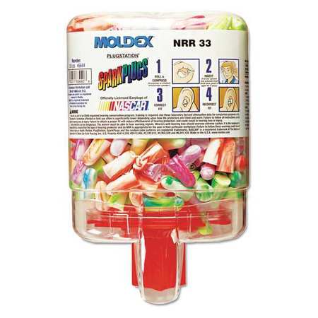 Moldex Disposable Uncorded Ear Plugs with Dispenser, Bullet Shape, 33 dB, 250 Pairs, Assorted Colors 507-6644