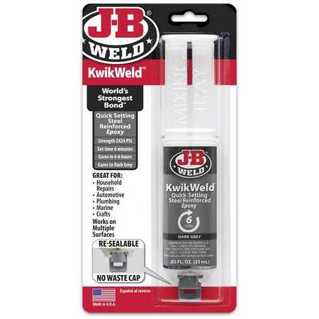J-B Weld All Purpose Glue, KwikWeld Series, Clear, 0.85 oz, Bottle, 1:01 Mix Ratio, 4 hr Functional Cure 50176