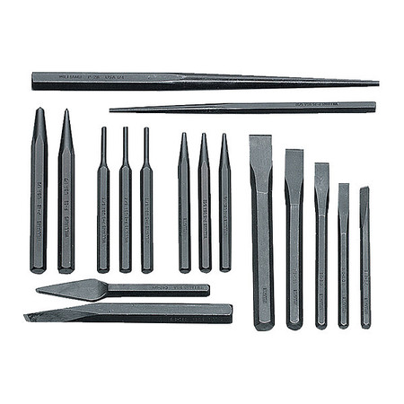 WILLIAMS Williams Punch and Chisel Set, 17 Pieces PC-17
