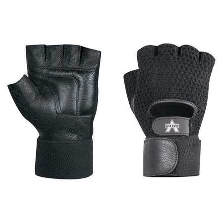 PARTNERS BRAND Mesh Material Handling Fingerless Gloves w/ Wrist Strap, Small, Black, 2 Pairs/Case GLV1015S