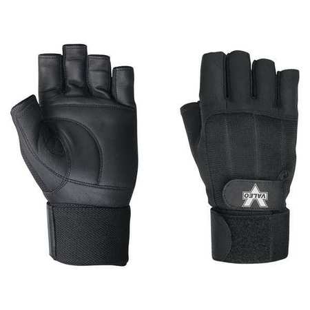 PARTNERS BRAND Pro Material Handling Fingerless Gloves w/ Wrist Strap, X Large, Black, 2 Pairs/Case GLV1017X