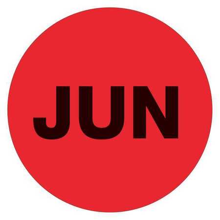 TAPE LOGIC Tape Logic® Months of the Year Labels, "JUN", 1" Circle, Fluorescent Red, 500/Roll DL6728