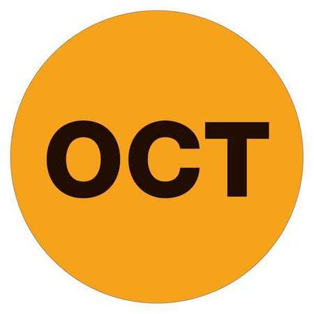 TAPE LOGIC Tape Logic® Months of the Year Labels, "OCT", 1" Circle, Fluorescent Orange, 500/Roll DL6732