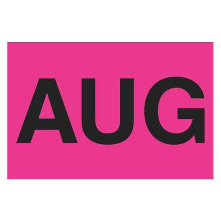 TAPE LOGIC Tape Logic® Months of the Year Labels, "AUG", 2" x 3", Fluorescent Pink, 500/Roll DL6841