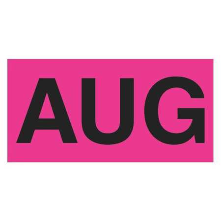 TAPE LOGIC Tape Logic® Months of the Year Labels, "AUG", 3" x 6", Fluorescent Pink, 500/Roll DL6842