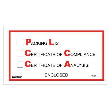 TAPE LOGIC Tape Logic® "Packing List/Cert of Compliance/Cert. of Analysis Enclosed" Envelopes, 5 1/2" x 10", Red/Black, 1000/Case PL97