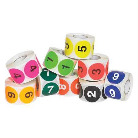 TAPE LOGIC Tape Logic® Easy Order Packs, Numbers, (1-10), 2" Circle, Assorted Colors, 10/Case DL1240