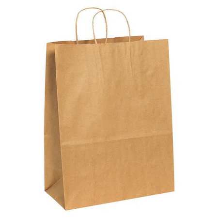 PARTNERS BRAND Paper Shopping Bags, 13" x 7" x 17", Kraft, 250/Case BGS106K