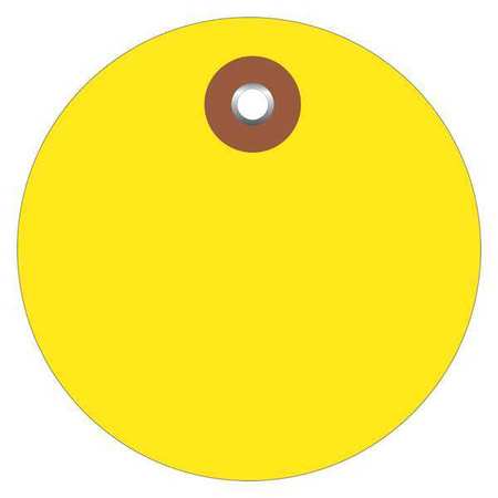 PARTNERS BRAND Plastic Circle Tags, 2", Yellow, 100/Each G26066
