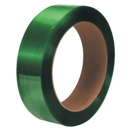 PARTNERS BRAND Polyester Strapping, Smooth, 16" x 3" Core, 1/2" x 2900', Green, 2 /Case PS4224G