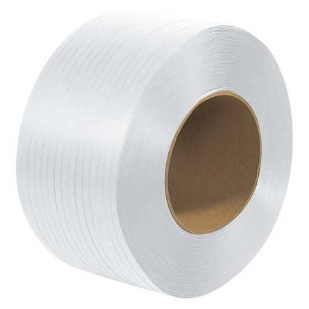 PARTNERS BRAND Polypropylene Strapping, Machine Grade, Embossed, 8" x 8" Core, 1/2" x 9900', White, 1/Coil PS2220