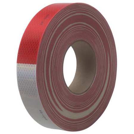 3M Reflective Tape, 22.0 Mil, 2"x150', Red/White T967983R