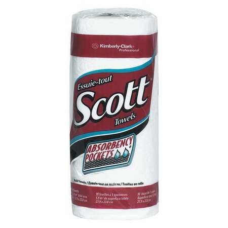 SCOTTEX Perforated Roll Paper Towels, 1 Ply, 90 Sheets, White, 20 PK TTHT1S
