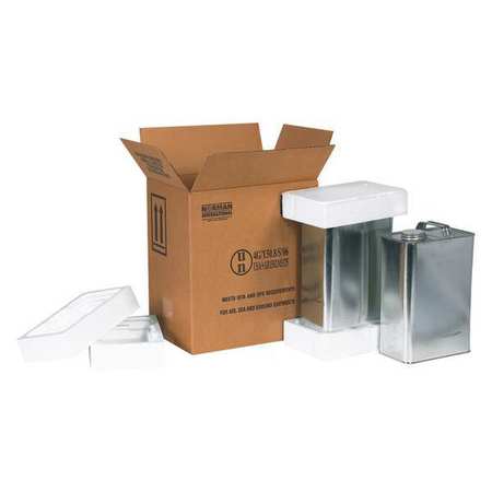 PARTNERS BRAND F-Style Shipper Kit, 2 - 1 Gallon, 11 3/8" x 8 3/16" x 12 3/8", Kraft, 1/Each HAZ1121