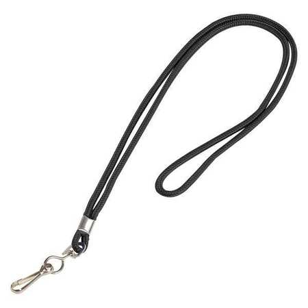 PARTNERS BRAND Lanyard, Standard, Hook, 38", Black, PK24, Black, 24 PK LY100