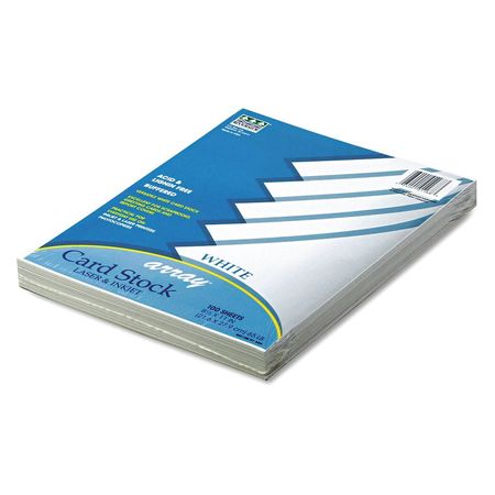 Pacon Array Card Stock, 65 lb., Lttr, White, PK100 101188