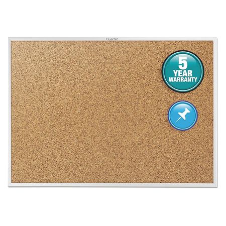 Quartet Classic Cork Bulletin Board 48"x36", Silver 2304