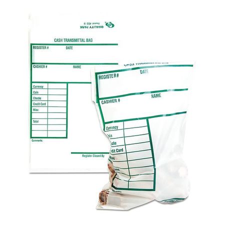 QUALITY PARK Cash Transmittal Bag, Clear, PK100 45220