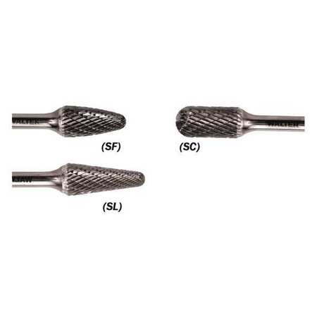 WALTER SURFACE TECHNOLOGIES Carbride Burr, Cone Sl, 1/4"x1/2"x1-1/8" 01V035