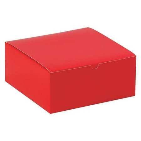 PARTNERS BRAND Gift Boxes, 8" x 8" x 3 1/2", Holiday Red, 100/Case GB883R