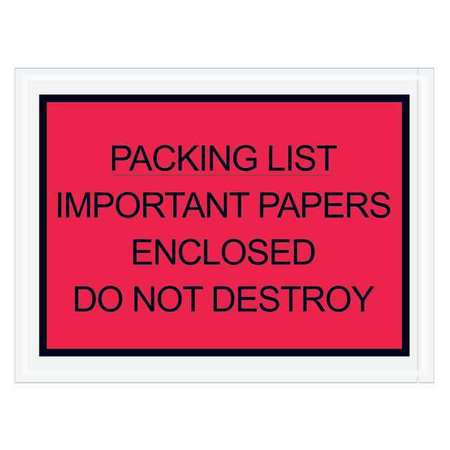 TAPE LOGIC Tape Logic® "Important Papers Enclosed" Envelopes, 4 1/2" x 6", Red, 1000/Case PL412