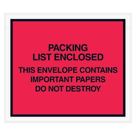 TAPE LOGIC Tape Logic® "Important Papers Enclosed" Envelopes, 7" x 6", Red, 1000/Case PL414