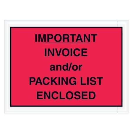 TAPE LOGIC Tape Logic® "Important Invoice and/or Packing List Enclosed" Envelopes, 4 1/2" x 6", Red, 1000/Case PL418