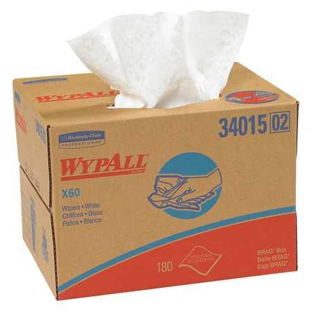 WYPALL Industrial Wipers Dispenser Box, PK180, White, Box, 180 PK KW104