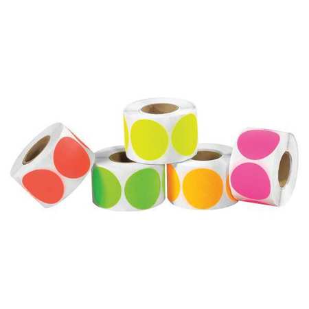 TAPE LOGIC Tape Logic® Inventory Circles, Fluorescent Packs, 3", Assorted Colors, 5000/Case DL1237