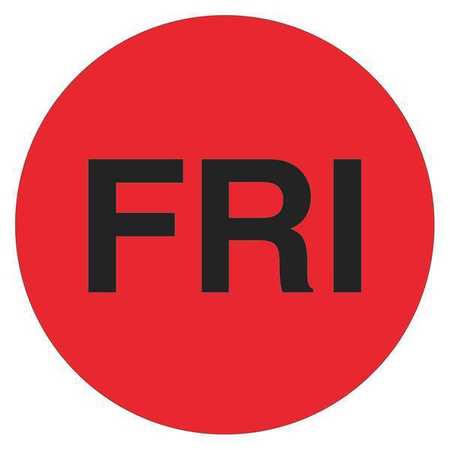 TAPE LOGIC Tape Logic® Inventory Circle Labels, Days of the Week, "FRI", 2", Fluorescent Red, 500/Roll DL6542