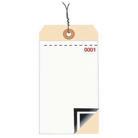 PARTNERS BRAND Inventory Tags, 3 Part Blank w/Carbon #8, Pre-Wired, (0001-0499), 6 1/4" x 3 1/8", White/Manila, 500/Case G17503