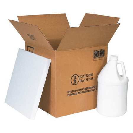 PARTNERS BRAND Plastic Jug Shipper Kit, 4 - 1 Gallon, 12 1/4" x 12 1/4" x 12 3/4", Kraft, 1/Each HAZ1132