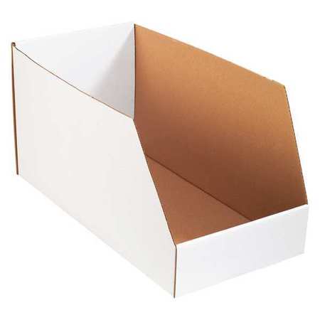 PARTNERS BRAND Storage Bin, 12 in W, 12 in H, 24 in L, White, 25 PK BINJ122412