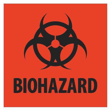 TAPE LOGIC Tape Logic® Labels, "Biohazard", 4" x 4", Fluorescent Red, 500/Roll DL1283