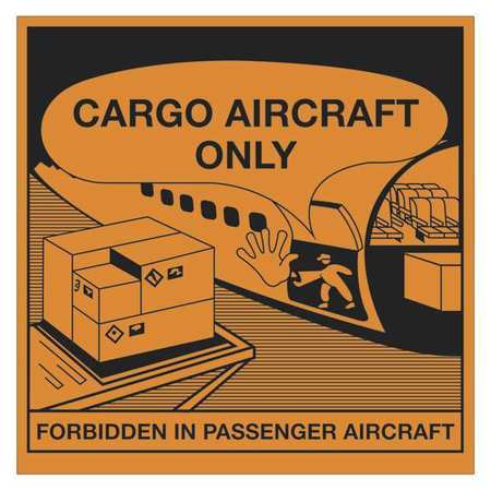 TAPE LOGIC Tape Logic® Labels, "Cargo Aircraft Only", 4 1/4" x 4 1/4", Orange/Black, 500/Roll DL1395