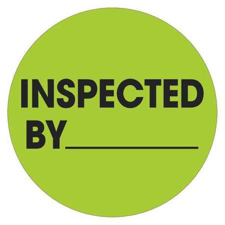 TAPE LOGIC Tape Logic® Labels, "Inspected By", 2" Circle, Fluorescent Green, 500/Roll DL1266